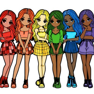 a group of girls realistic