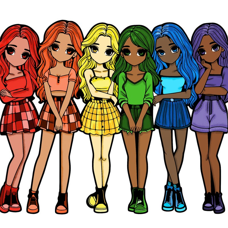 a group of girls realistic