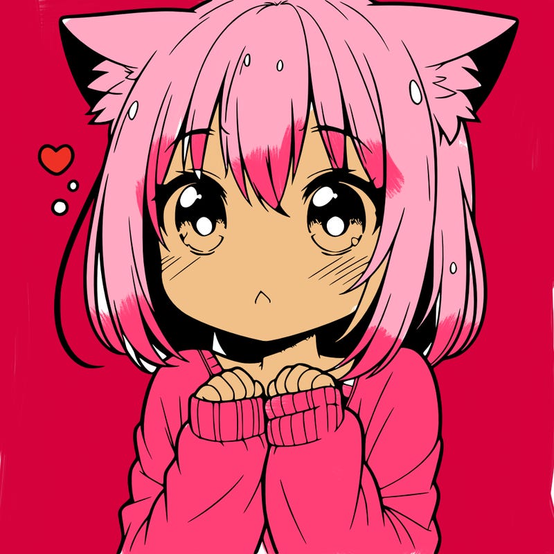 shy anime catgirl