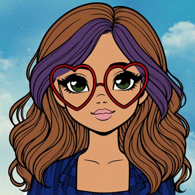 realistic girl wearing heart shaped glasses