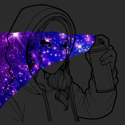 a realistic girl, spray painting