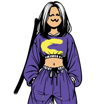 realistic girl faceless with baggy pants and a crop top