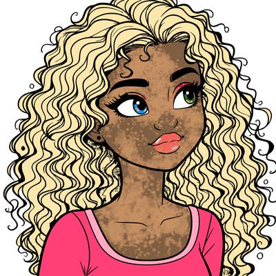 realistic girl with curly hair