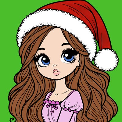 beautiful girl with a santa hat on