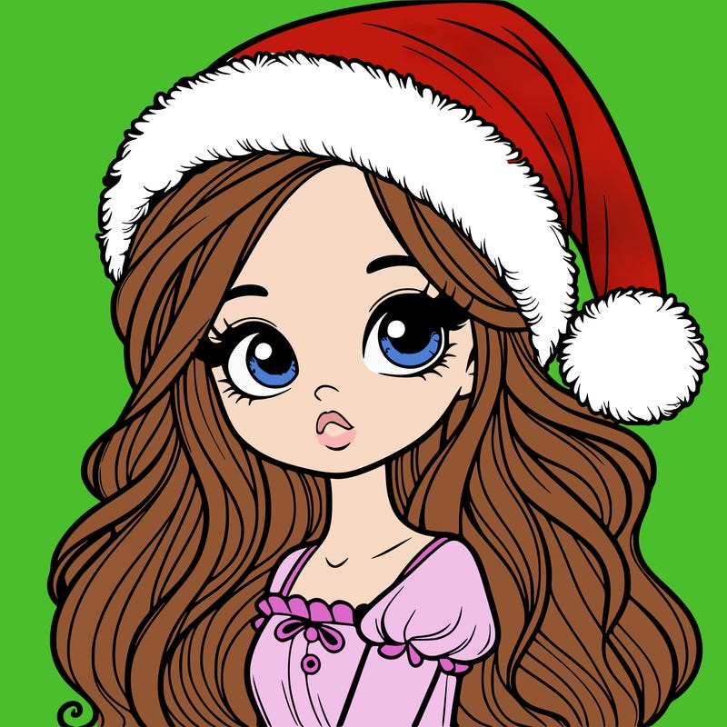 beautiful girl with a santa hat on