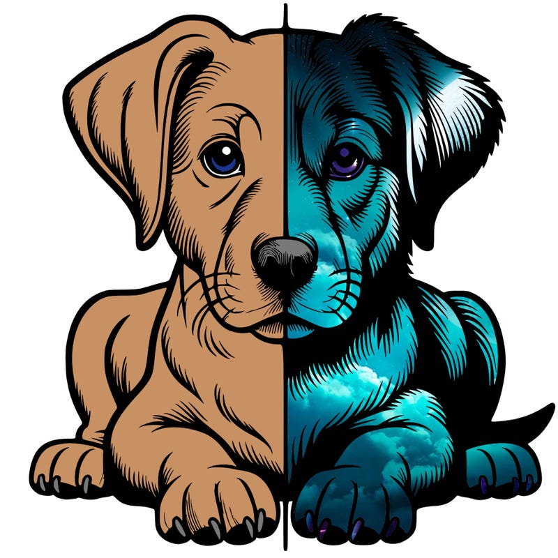 realistic dog split picture