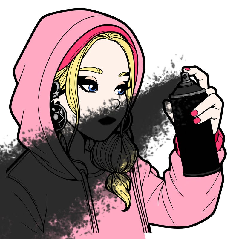 a realistic girl, spray painting