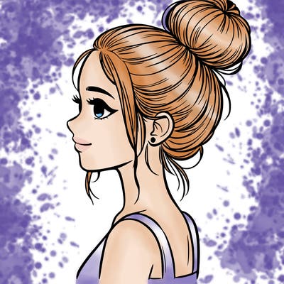 realistic girl with hair bun