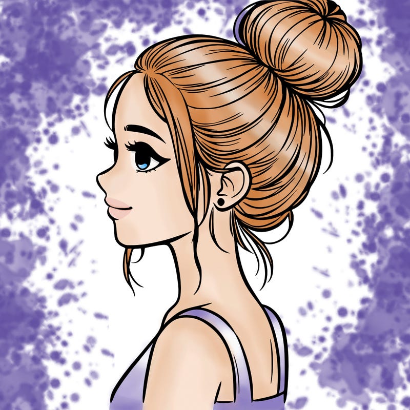 realistic girl with hair bun