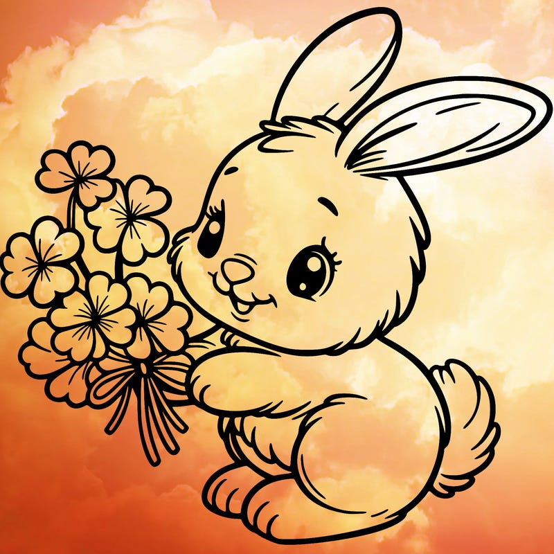 bunny with a bunch of clover