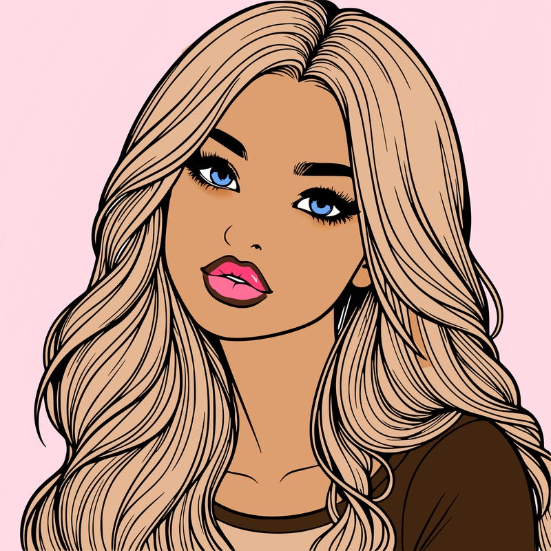 realistic girl with hair on her hair and lips