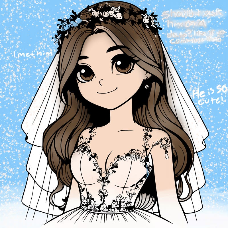 realistic girl in a wedding dress
