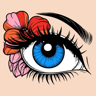 realistic eye with flower