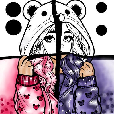 realistic girl in a animal pjs hoodie