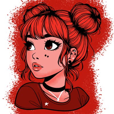 realistic girl with spacebuns