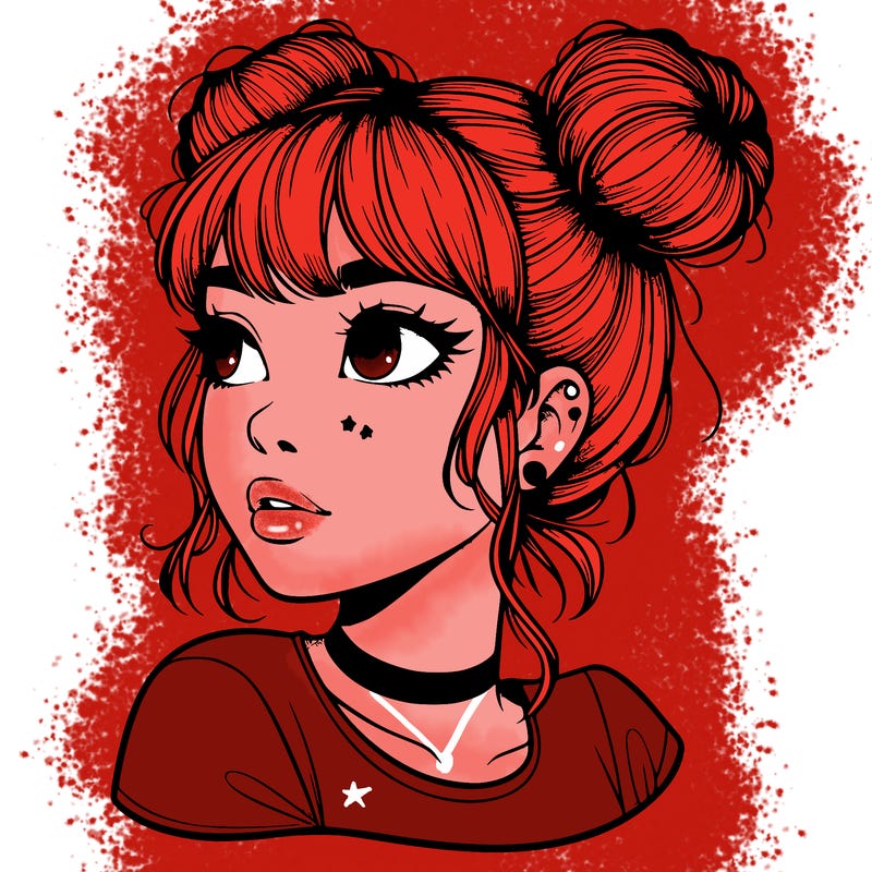 realistic girl with spacebuns