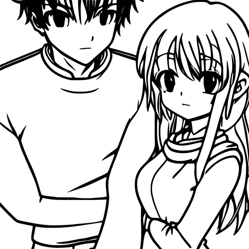 anime characters, two people hugging ,ones a guy and the others a girl,