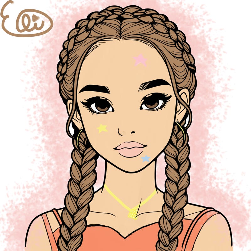 realistic girl with braids