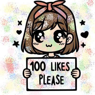 girl holding sign saying 100 likes please