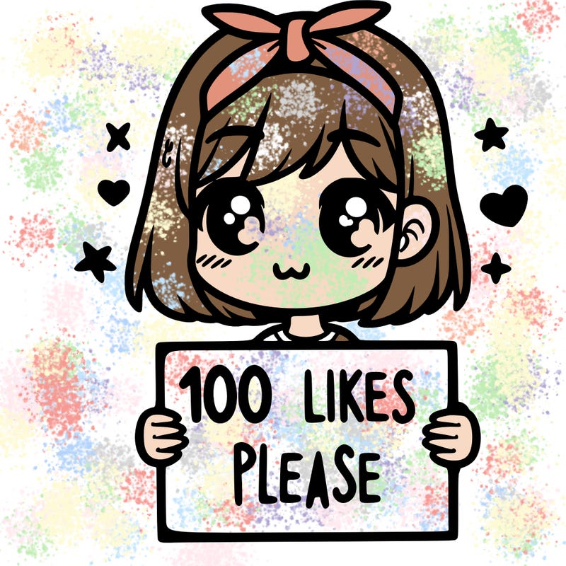 girl holding sign saying 100 likes please