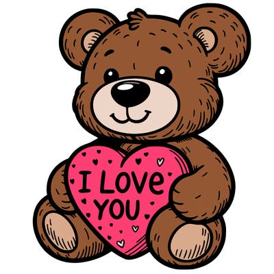 teddy bear holding an i love you heart