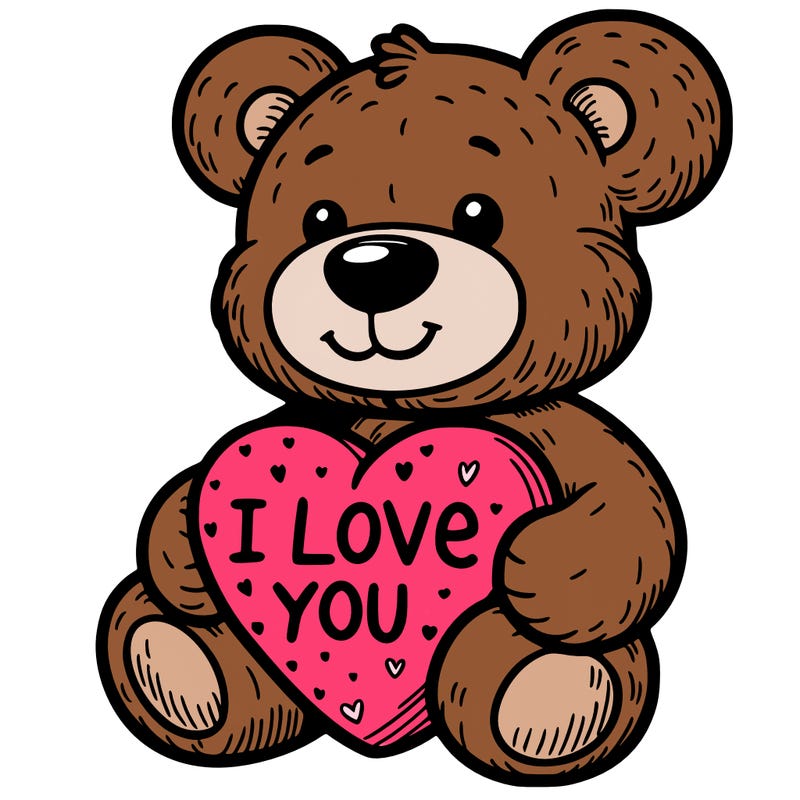 teddy bear holding an i love you heart