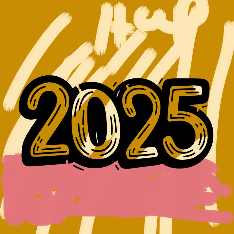 one line scrawled numbers sketch design “2025”