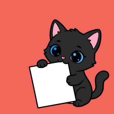 a small cat with a blank sheet of paper in its hand. the cat is sooooooo cute!