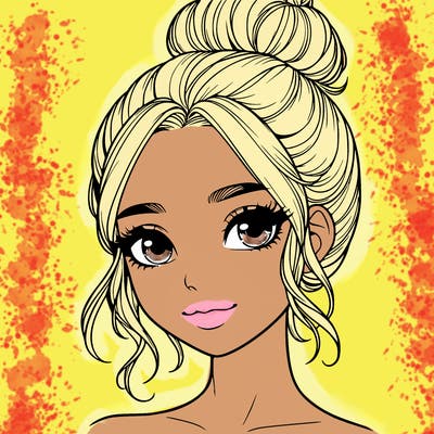 realistic pretty girl with hair in bun