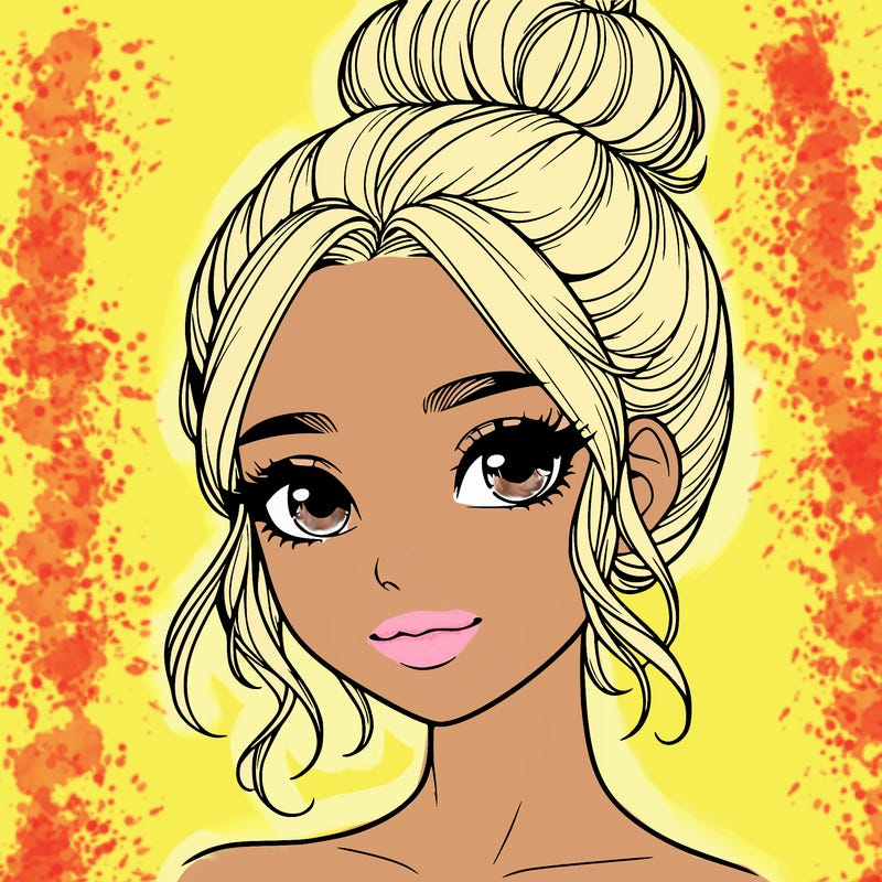 realistic pretty girl with hair in bun