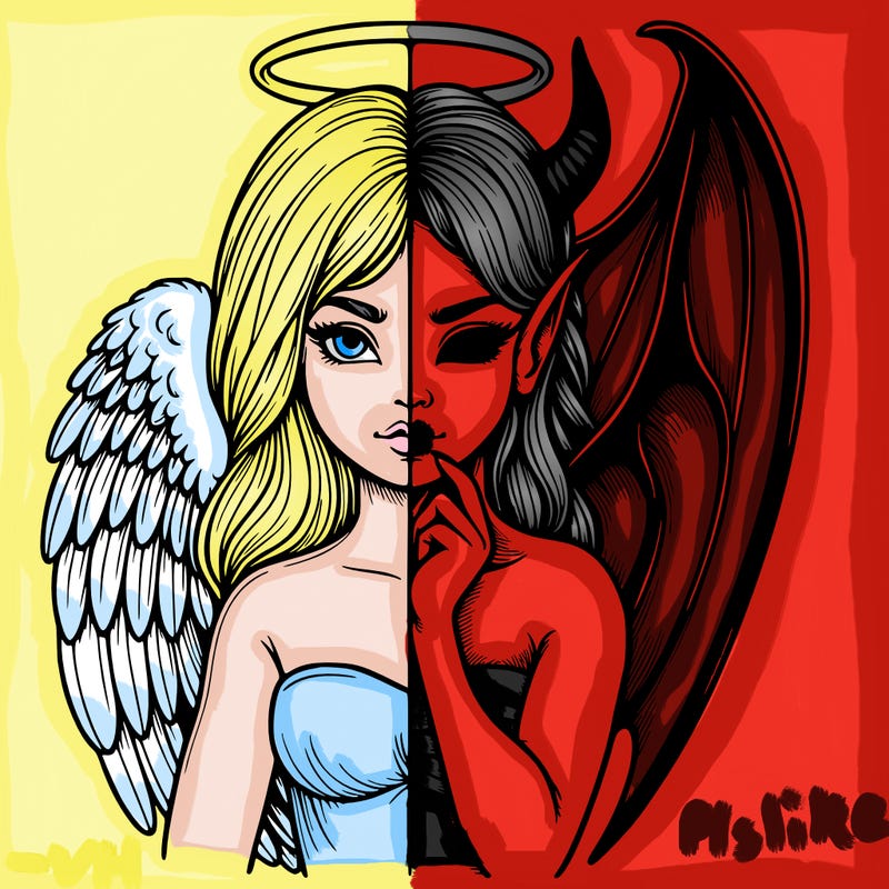 realistic angel half demon