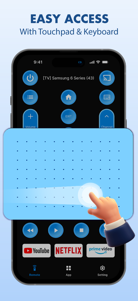 Smart TV Remote: Sam TV Things - Interface de l'application de télécommande pour TV Samsung Smart TV avec pavé tactile et fonction clavier