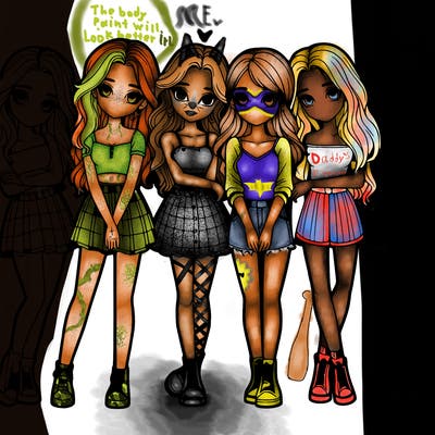 a group of girls realistic