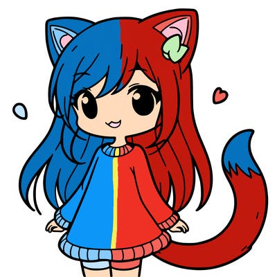 girl with cat ears and tail
