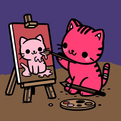 a cat painting a cat