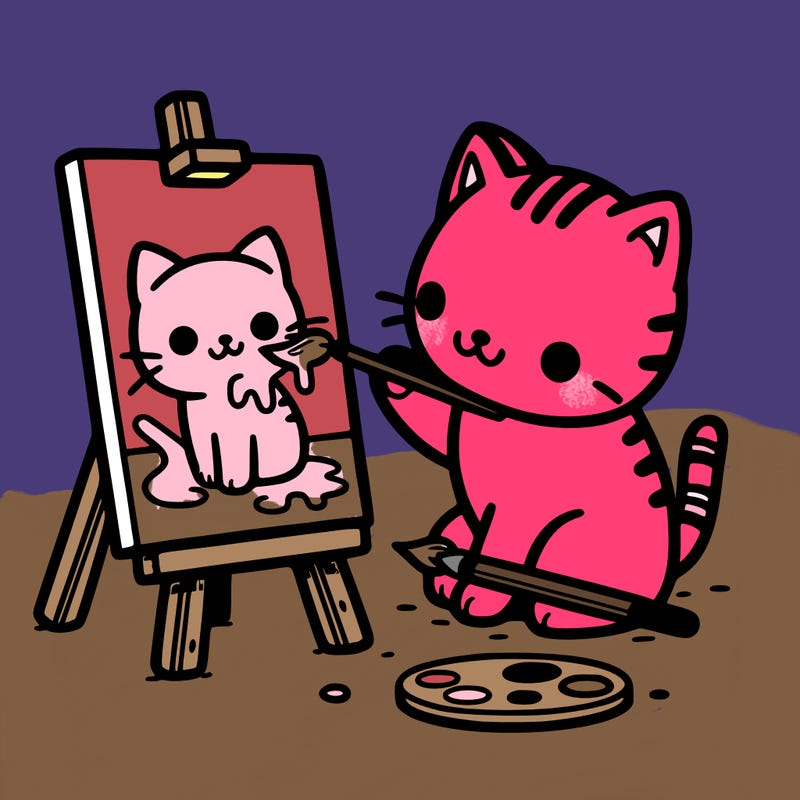 a cat painting a cat