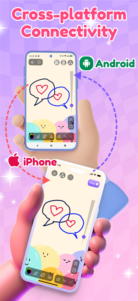 Zumee - Lockscreen Drawing - Zumee app interface showing cross platform drawing connectivity between Android and iPhone users