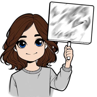 realistic girl holding up a sign