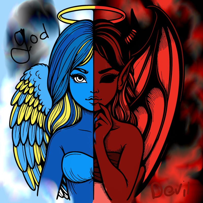 realistic angel half demon