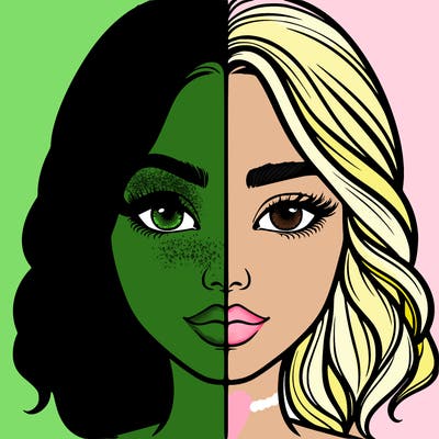 realistic girl split half