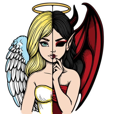 realistic angel half demon