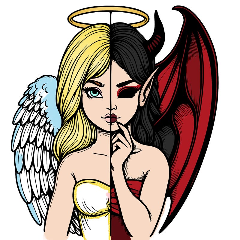 realistic angel half demon