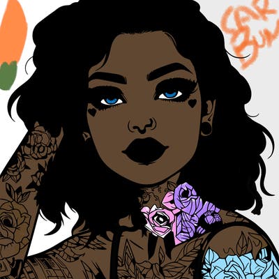 realistic girl with tattoos all over