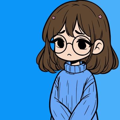 sad girl with glasses in a sweater