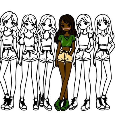 a group of girls wearing crop tops and shorts