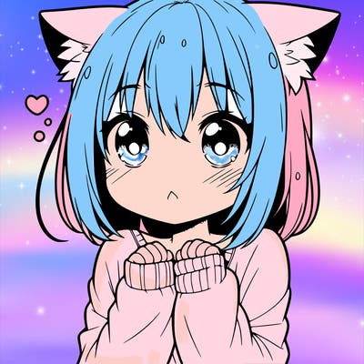 shy anime catgirl