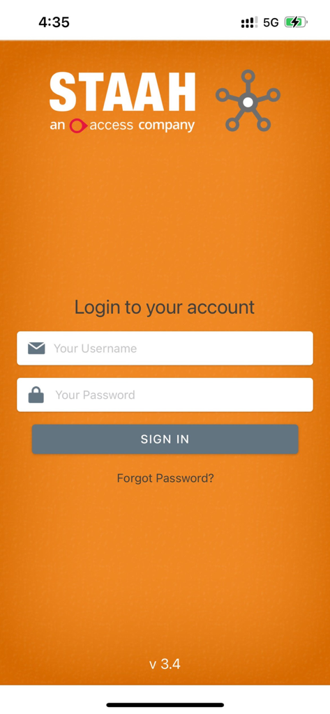 STAAH - STAAH mobile app login screen for hospitality channel management
