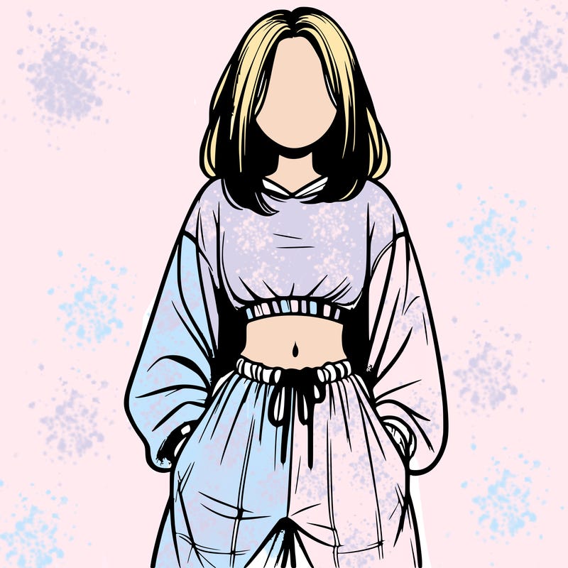 realistic girl faceless with baggy pants and a crop top