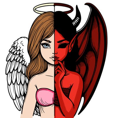 realistic angel half demon