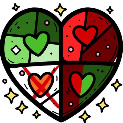 heart separated into four parts